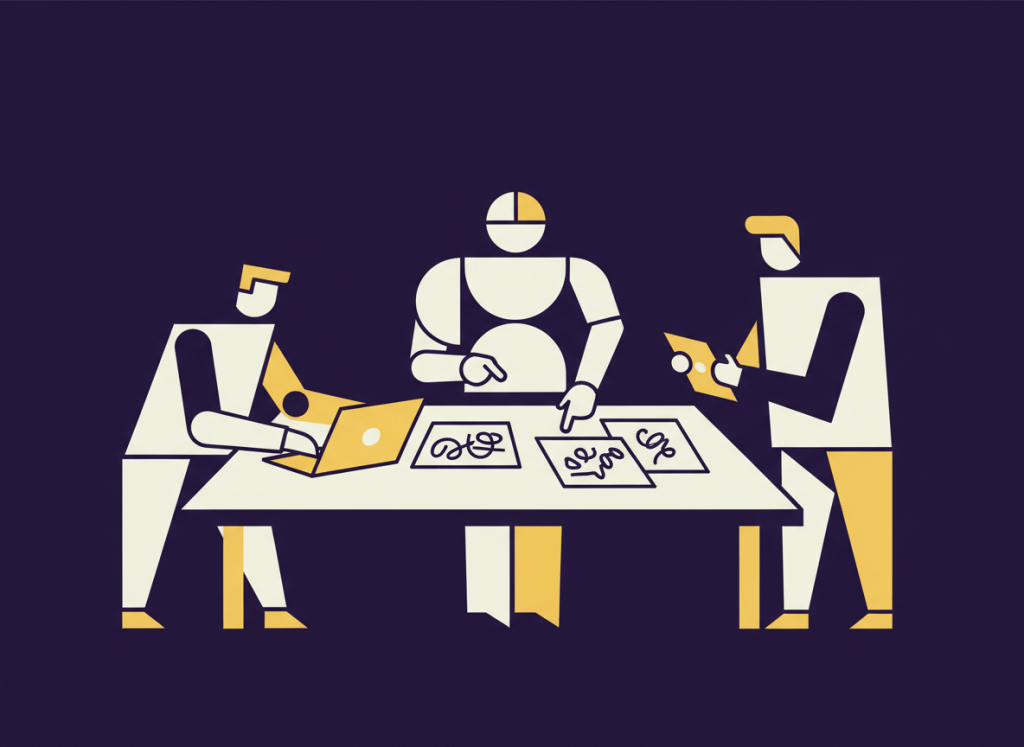 Ilustración abstracta de un equipo colaborando